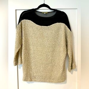 Sheer shoulder knit sweater